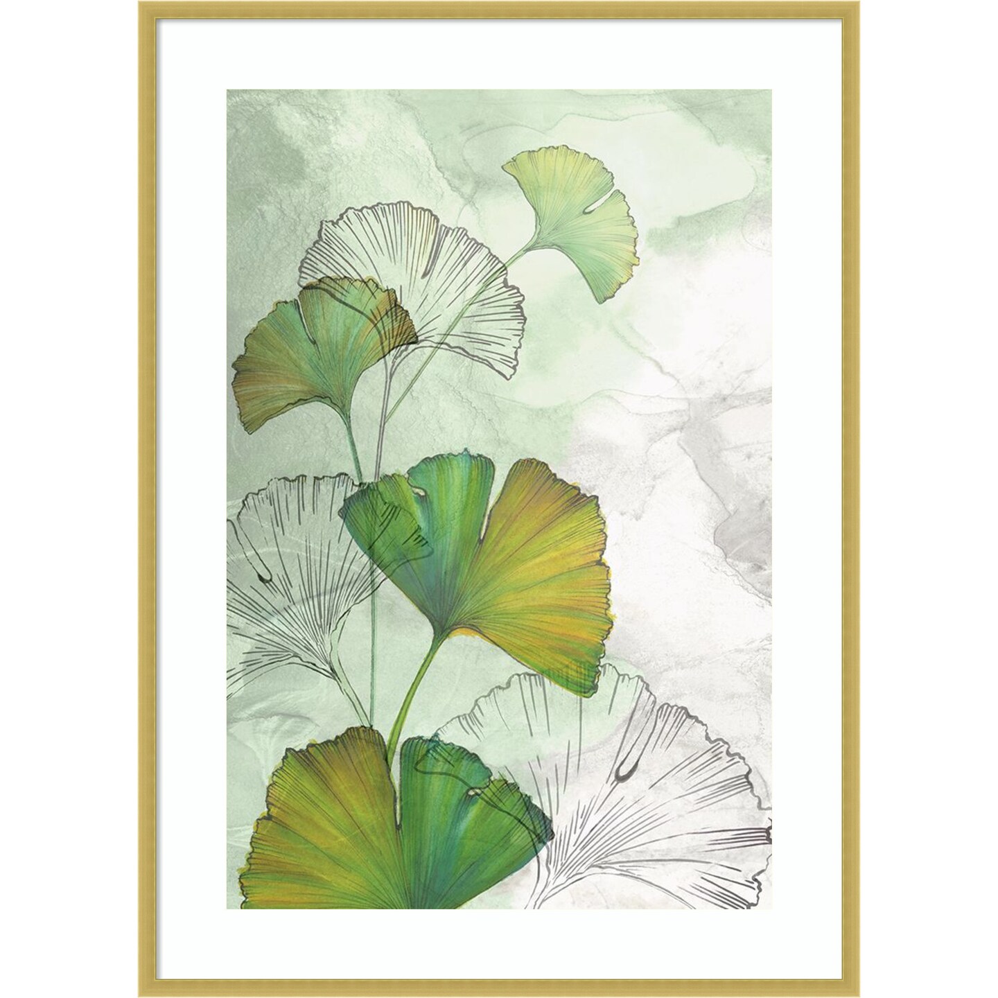 Ginkgo II by Eva Watts Wood Framed Wall Art Print