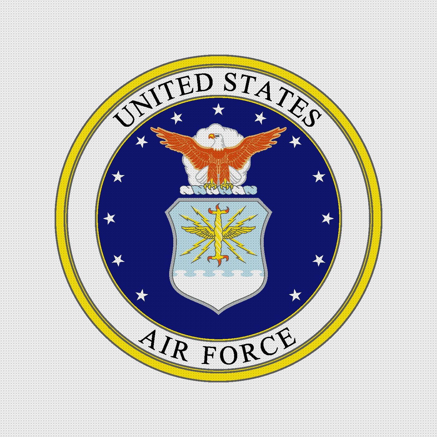 US American Air Force Crest Insignia Emblem Counted Cross Stitch Chart Pattern