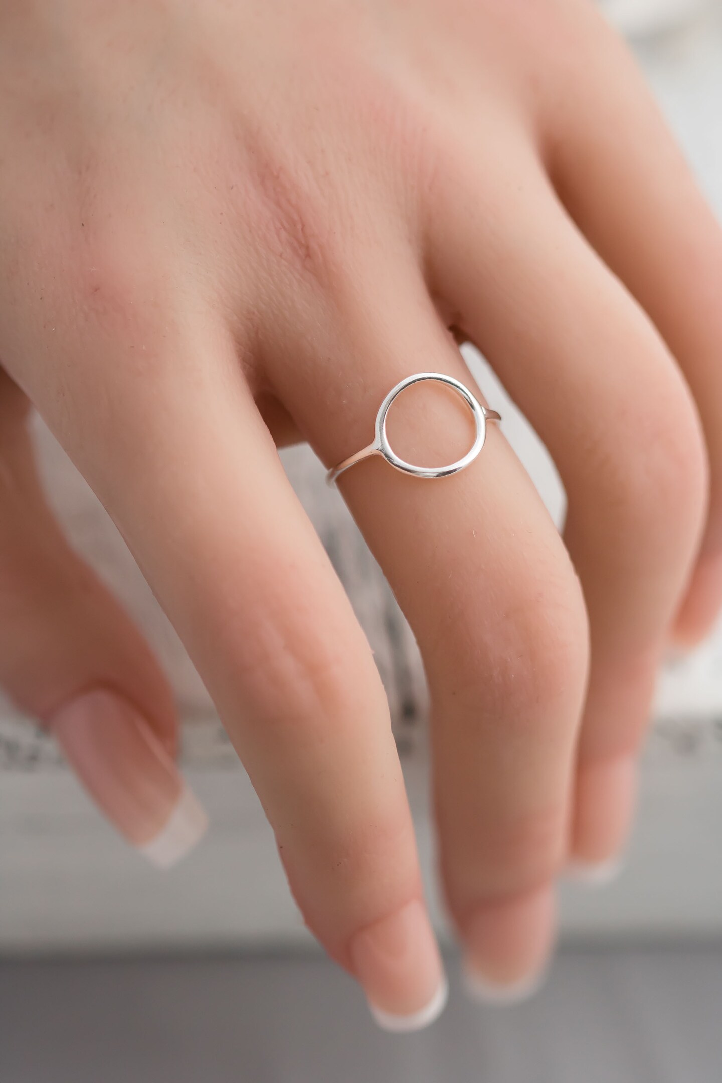 thumbnail image 2 of Silver Line Open Circle Ring – 925 Sterling Silver, Plain Band, Best Price 2 of 3