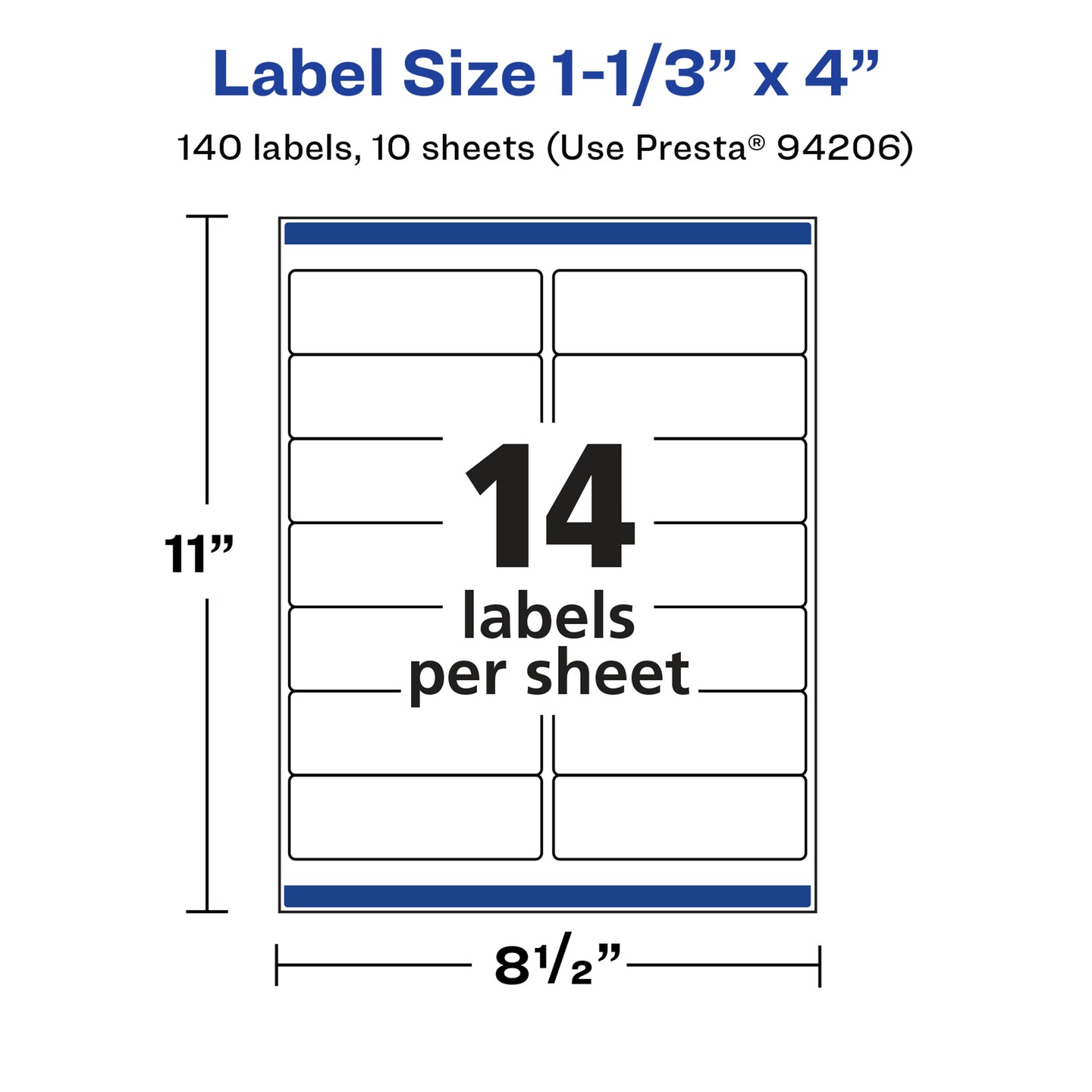 Avery Glossy White Rectangle Labels with Sure Feed, 1-1/3&#x22; x 4&#x22;