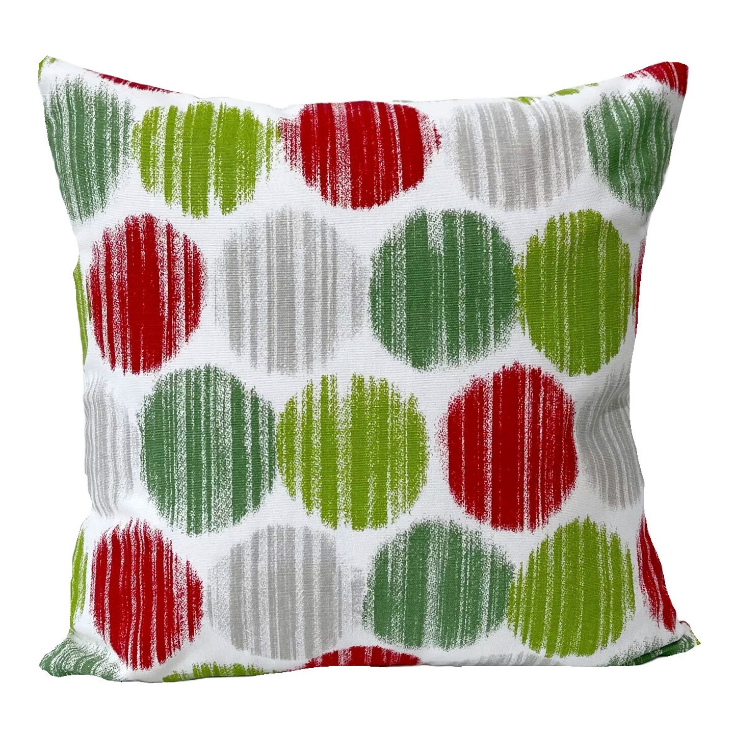 Christmas Pillow Cover Green Red and Gray Cotton Canvas