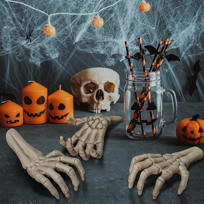 Halloween Wall Decorations Indoor or Outdoor - Halloween Gothic Home Decor Pack of 3 Wall Mounted Creepy Reaching Hands - Life-Sized Horror Hands Hanging Wall Art Sculpture(Candles Not Included)