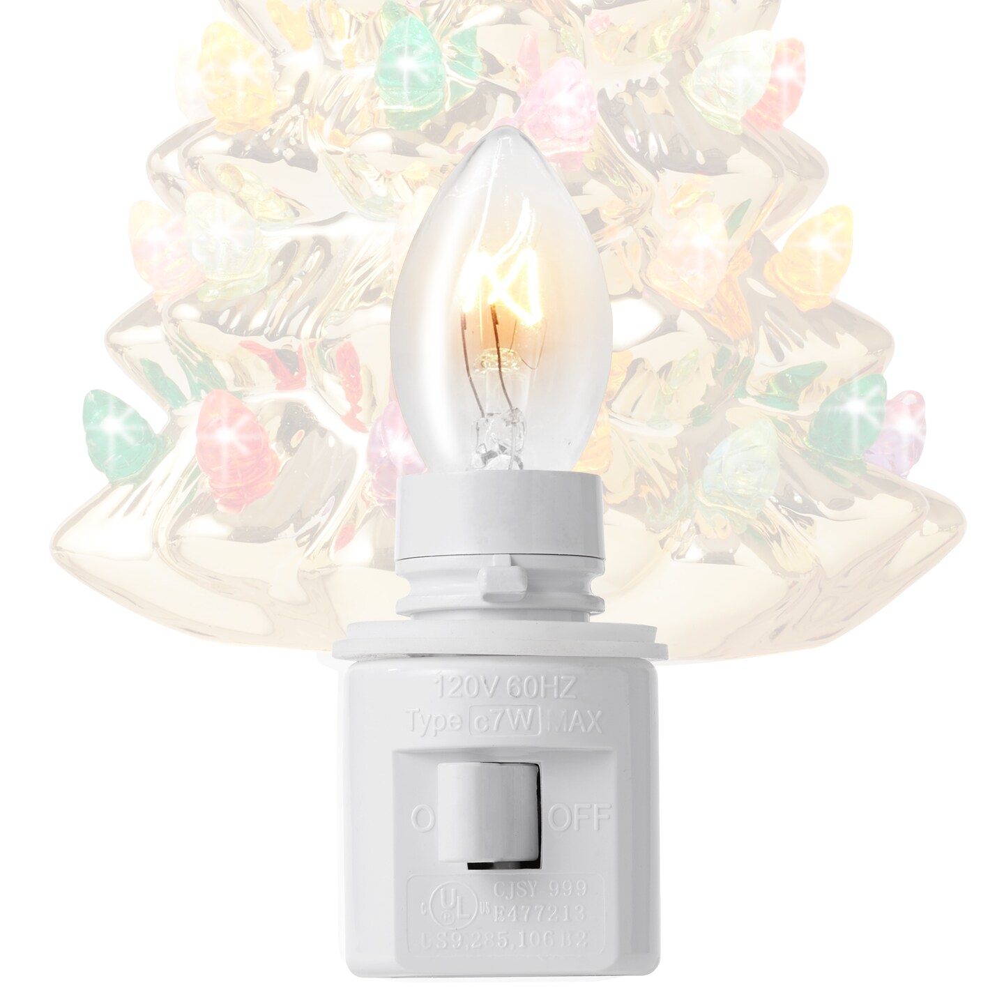 Casafield Ceramic Holiday Night Light - Vintage Decorative Night Light with Bulbs and Star Topper