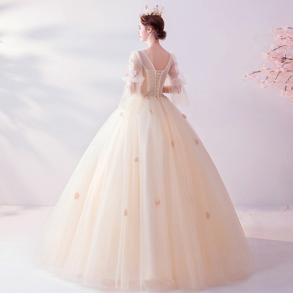 Tulle ball gown,Flower Lace wedding Dress,Princess Bridal Dress,Floor  length wedding gown,Lace Applique Bridal dress,Vintage,evening dress |  MakerPlace by Michaels