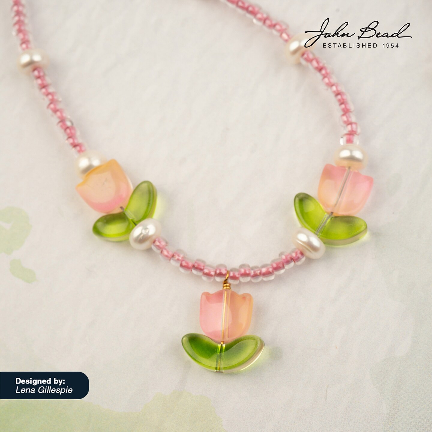 Crystal Lane DIY Glass Garden 7in Tulip Flowers Bead Strand, 9pcs