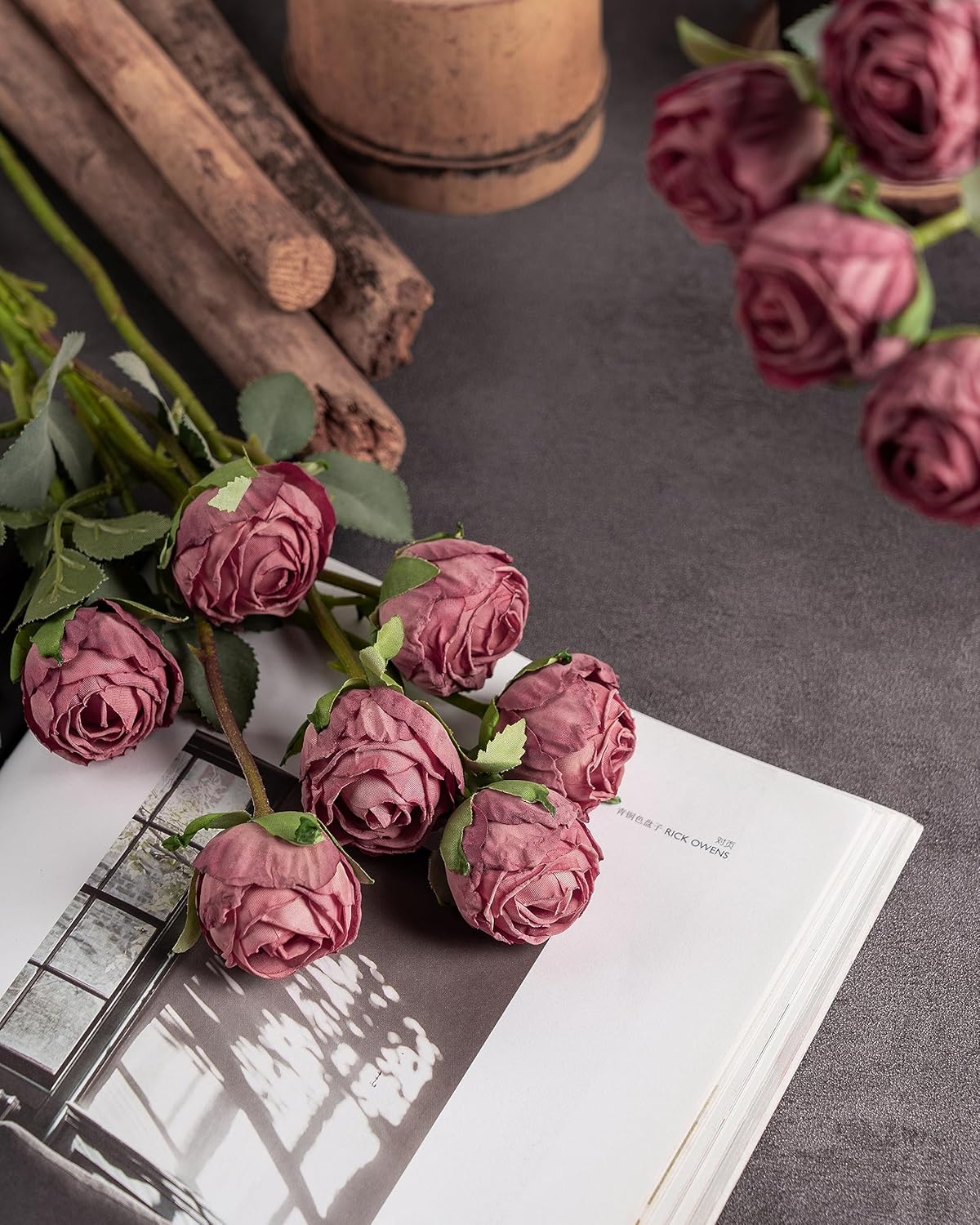 24-Piece Dusty Rose Artificial Silk Roses – Long Stem Faux Rose Bouquets for Wedding Centerpieces, Party Decorations & Home Arrangements