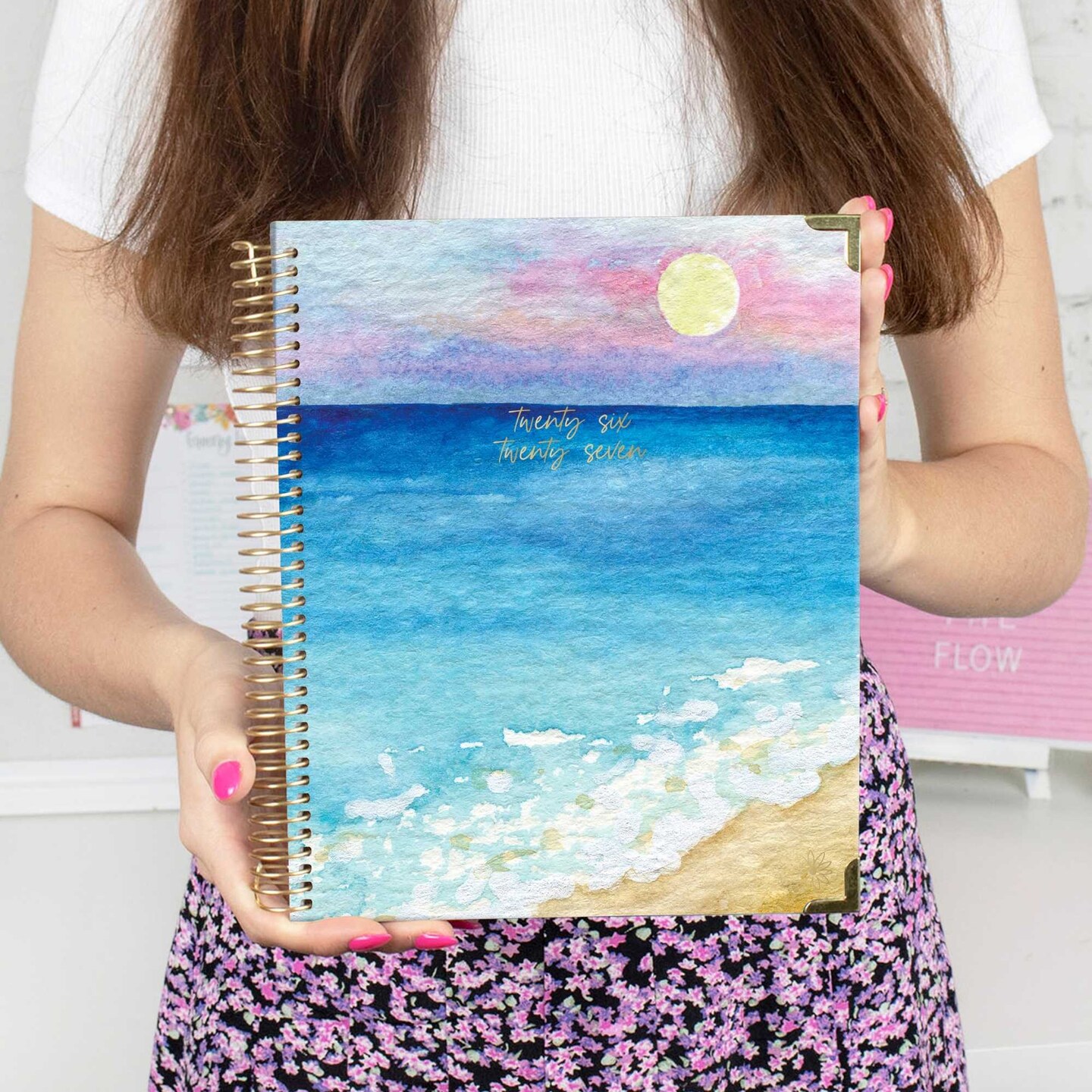 bloom daily planners 2026–2027 Academic Vision Planner, 13-Month Monthly & Weekly Hard Cover, 7.5" x 9", Coastal Calm