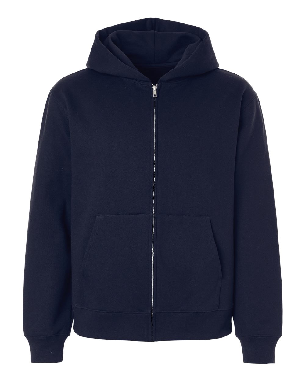 Unisex Full-Zip Long Sleeve Hoodie Sweatshirt, Color: Navy, Size