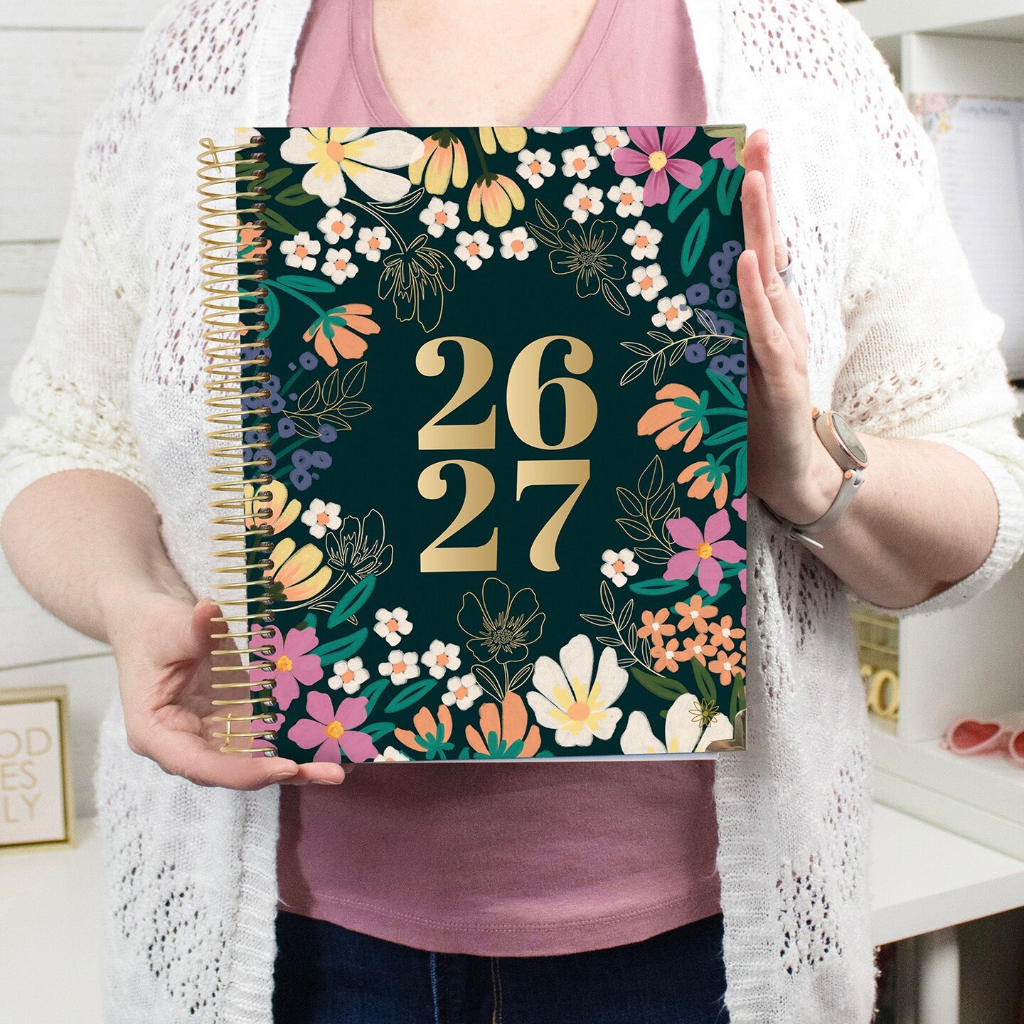 2026–27 Academic Hard Cover Planner, 8.5" x 11" - Blooming Wildly