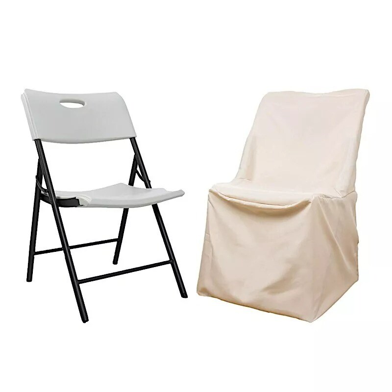 25 pcs Beige LIFETIME Folding CHAIR COVERS Slipcovers Polyester Wedding Supplies