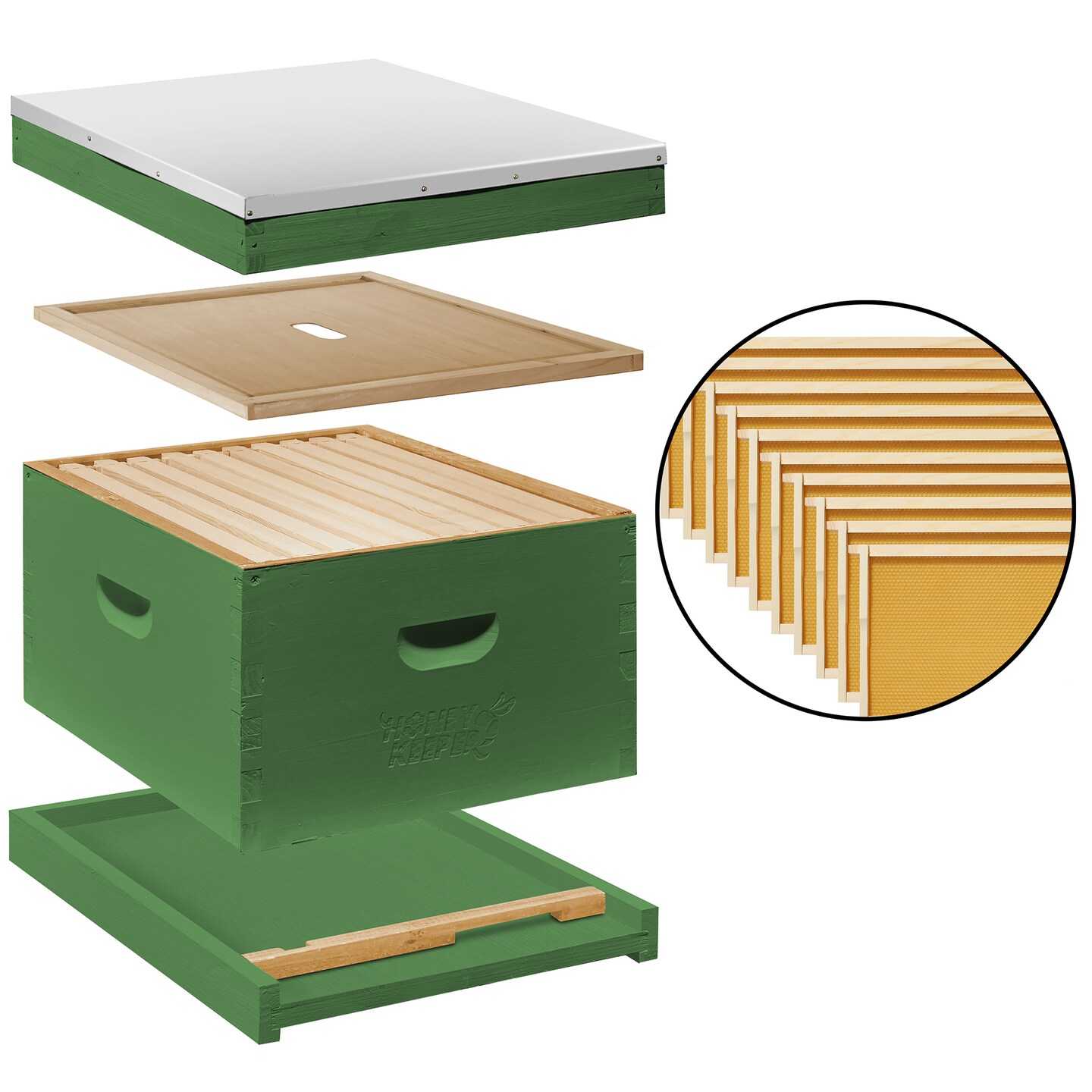 Honey Keeper Beginner Bee Hive Kit, Fully Assembled and Painted Starter Set with Hive Body & 10 Frames