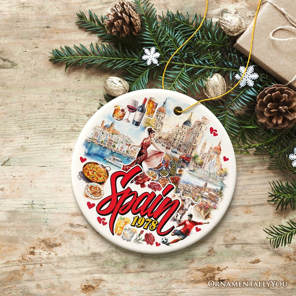 Artistic Spain Cultural Heritage and Landmarks Ornament, Christmas Tree Decor and Keepsake
