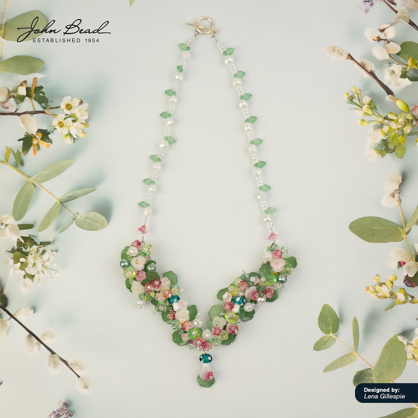 Crystal Lane DIY Glass Garden Pears with Leaf Bead Strand, 14pcs