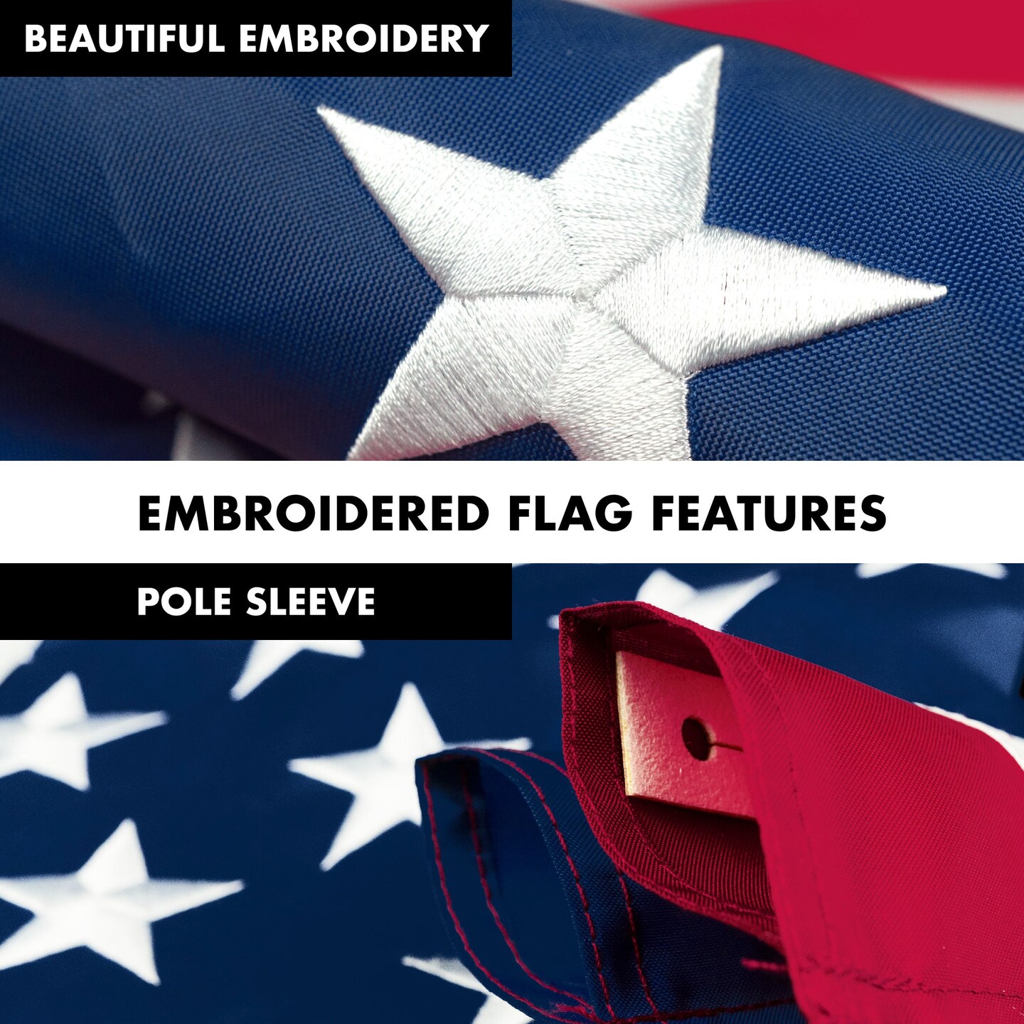 G128 - 6 Feet Tangle Free Spinning Flagpole (Silver) American Flag Pole Sleeve Embroidered 3x5 ft American Flag Pole Sleeve (Flag Included) Aluminum Flag Pole