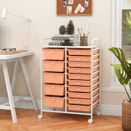 Rolling Storage Cart 15 Drawer Organizer With Wheels Craft Office Supply Organizer Steel Frame Multicolor Drawers