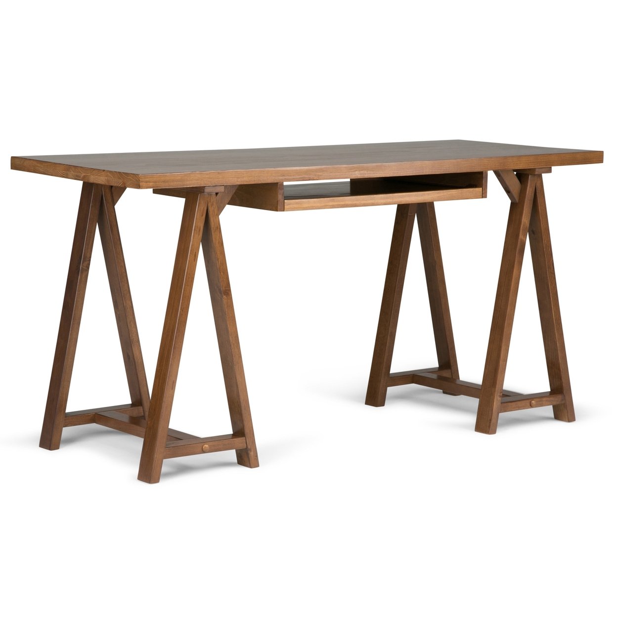 Simplihome Sawhorse Solid Wood Modern Industrial 60"Home Office Desk