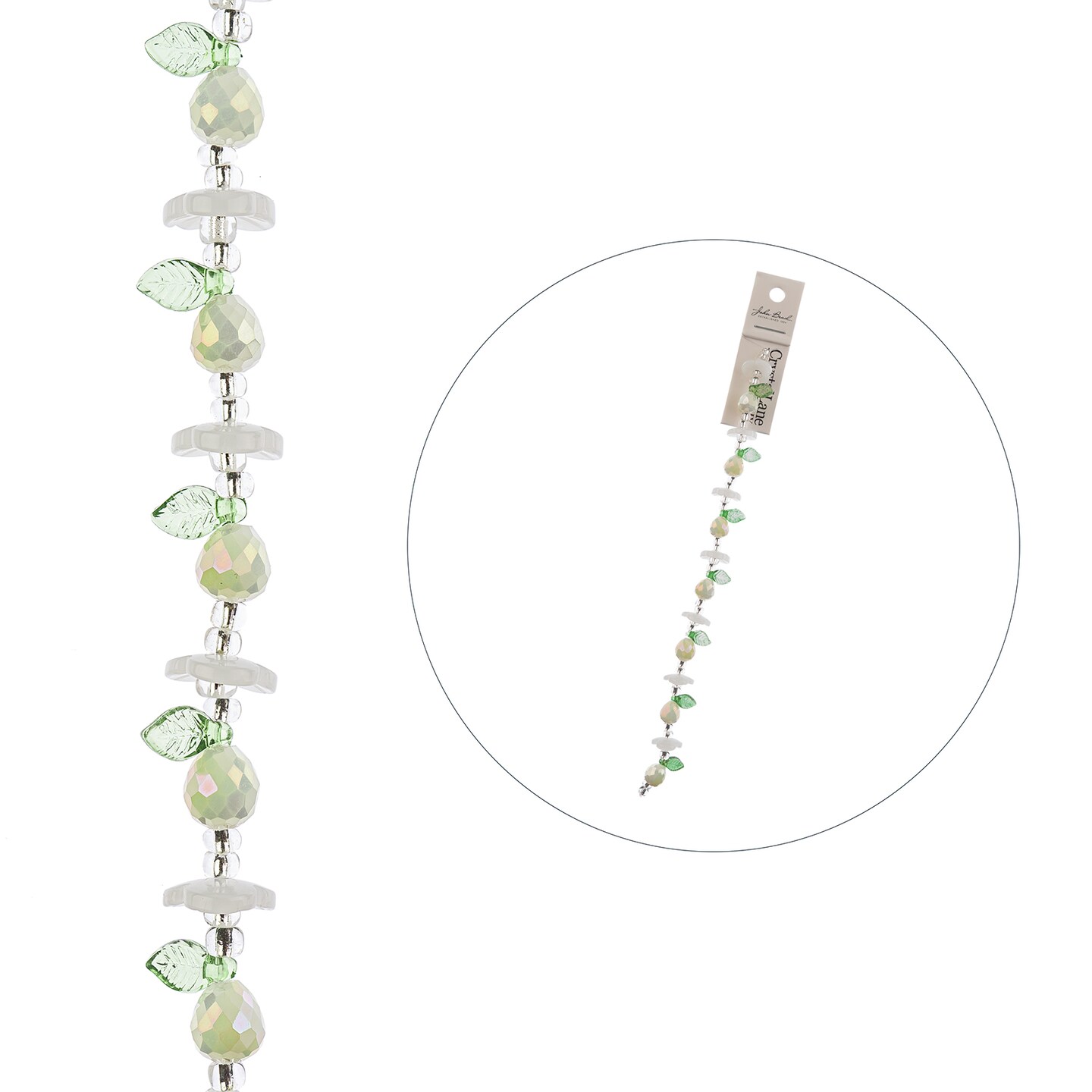 Crystal Lane DIY Glass Garden Pears with Leaf Bead Strand, 14pcs