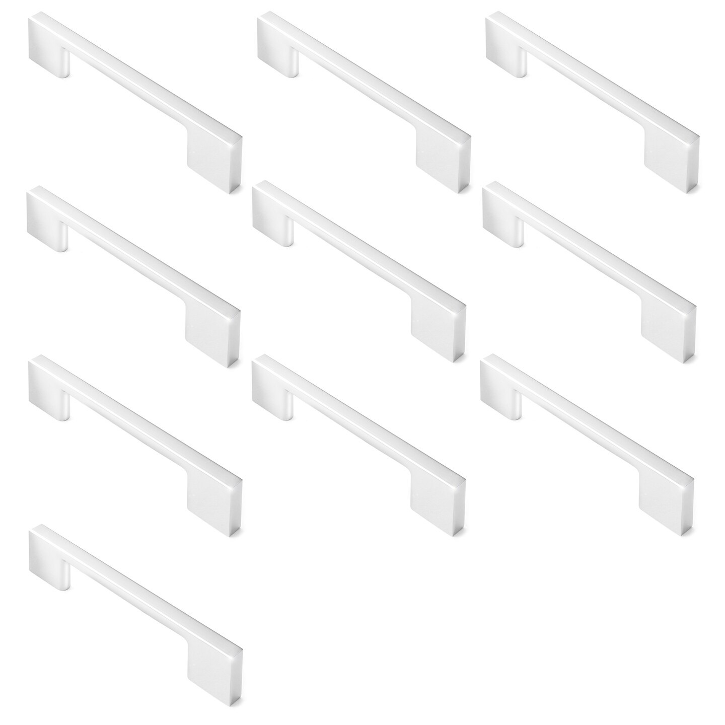 Cauldham Solid Kitchen Cabinet Pulls Handles (3-5/8&#x22; Hole Centers) - Modern Thin Profile Drawer/Door Hardware - Style M255 - Polished Chrome