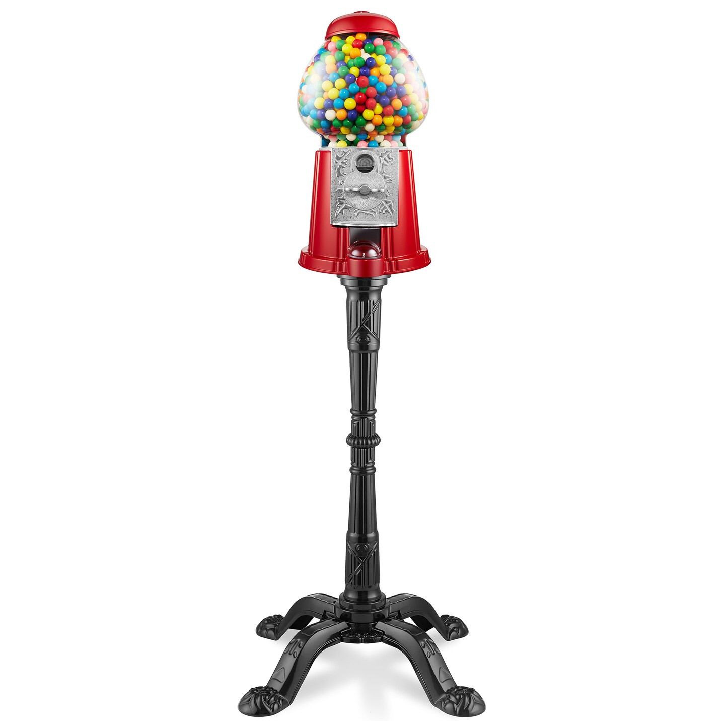 Olde Midway 15&#x22; Gumball Machine with Stand, Vintage-Style Bubble Gum Candy Dispenser with Glass Globe and Metal Base