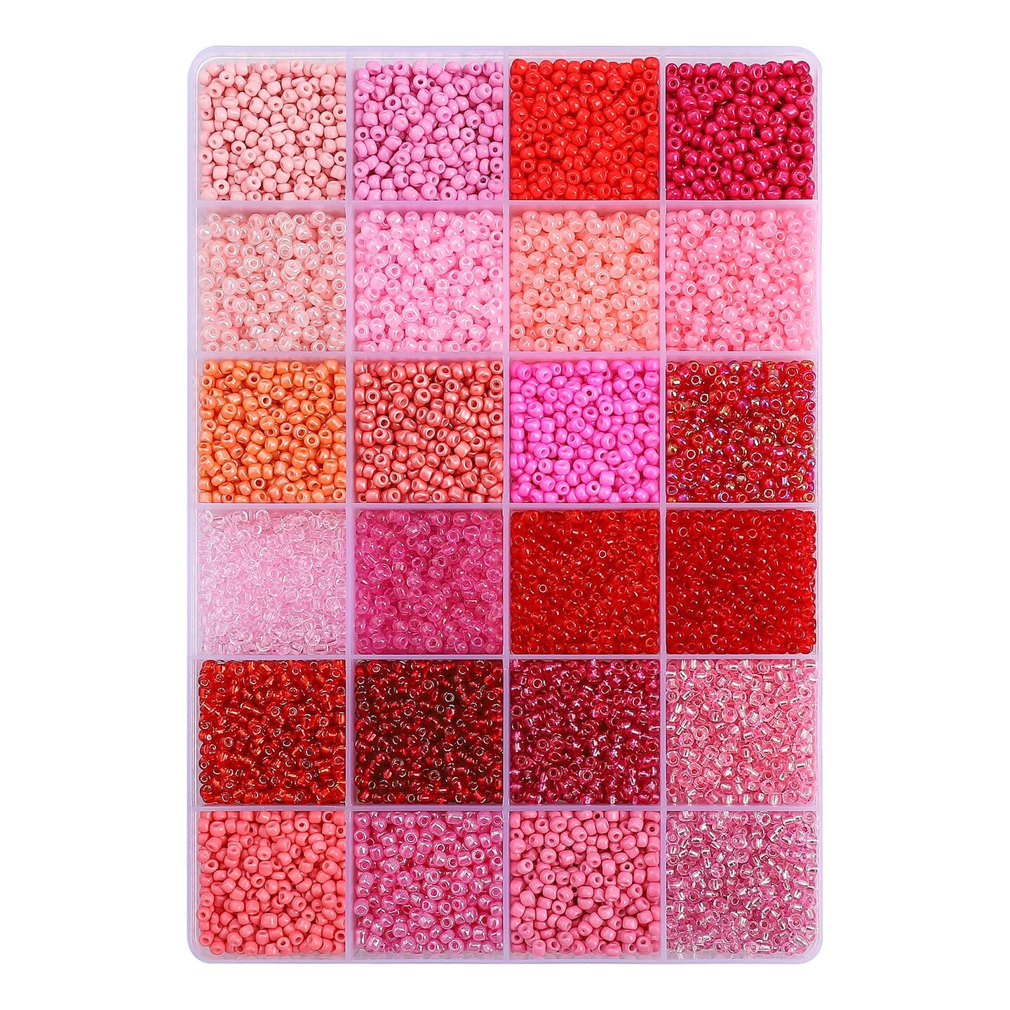 John Bead Assorted 24 Colors Glass Seed Beads 8/0 Jewelry Making Bead Box, 300g