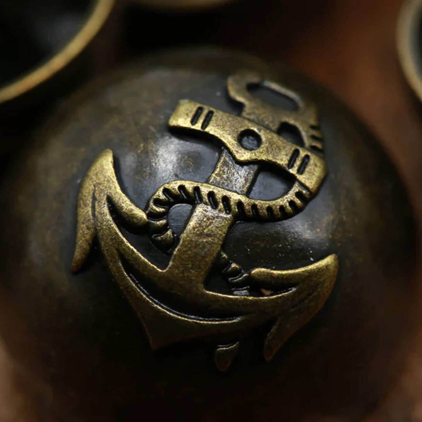 4 Pieces Bronze Anchors Aweigh Dome Shape Nautical Theme Metal Buttons 9/16 Inch