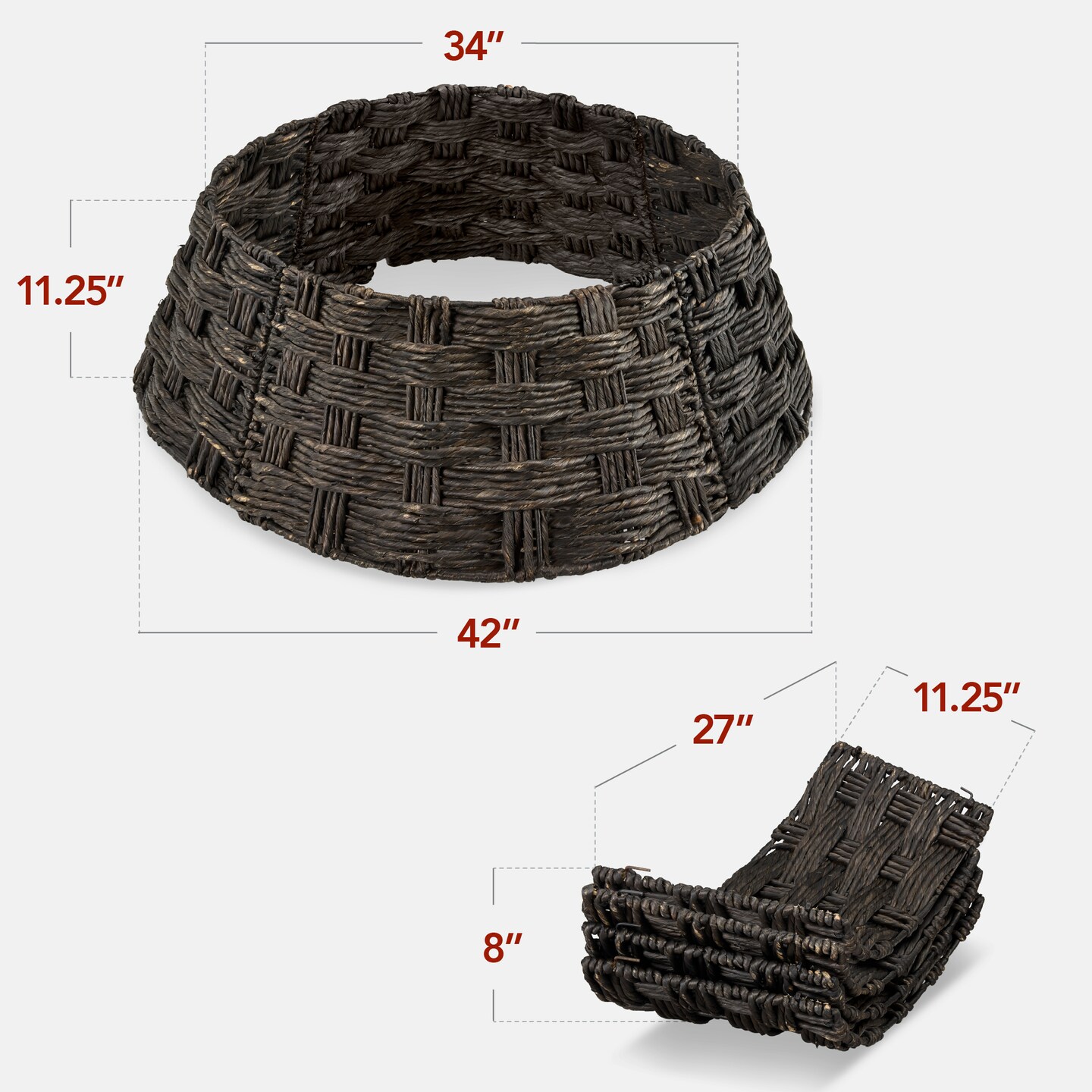 Best Choice Products 42in Basket Woven Hyacinth Christmas Tree Collar, Tree Skirt Accessory w/ Cord Cut-Out