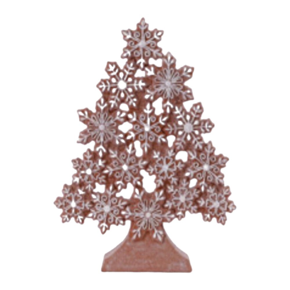 11.85&#x22; Gingerbread Snowflake Christmas Tree Decoration - Intricate Festive Holiday Decor