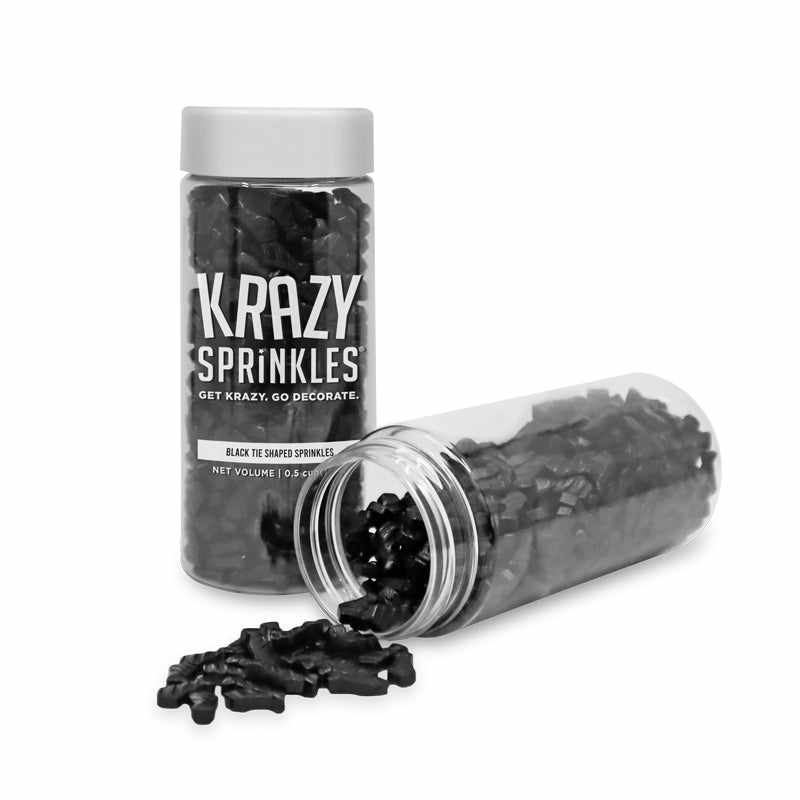Krazy Sprinkles - Black Ties (1/2 Cup, 1x Jar) for Cakes, Ice Cream & Cookies