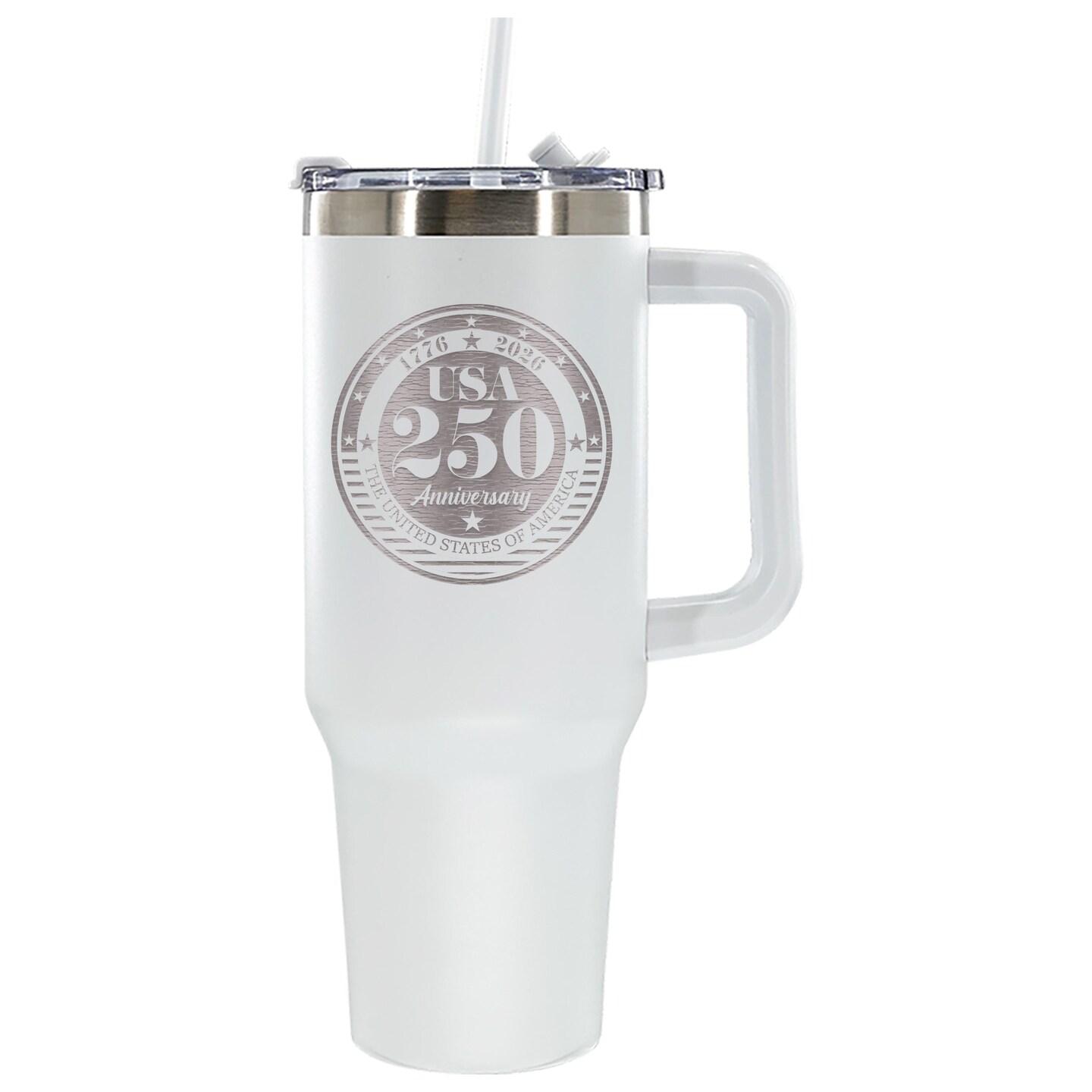 40oz Stainless Steel Colossal Tumbler, White, Etched, 250 Year Anniversary