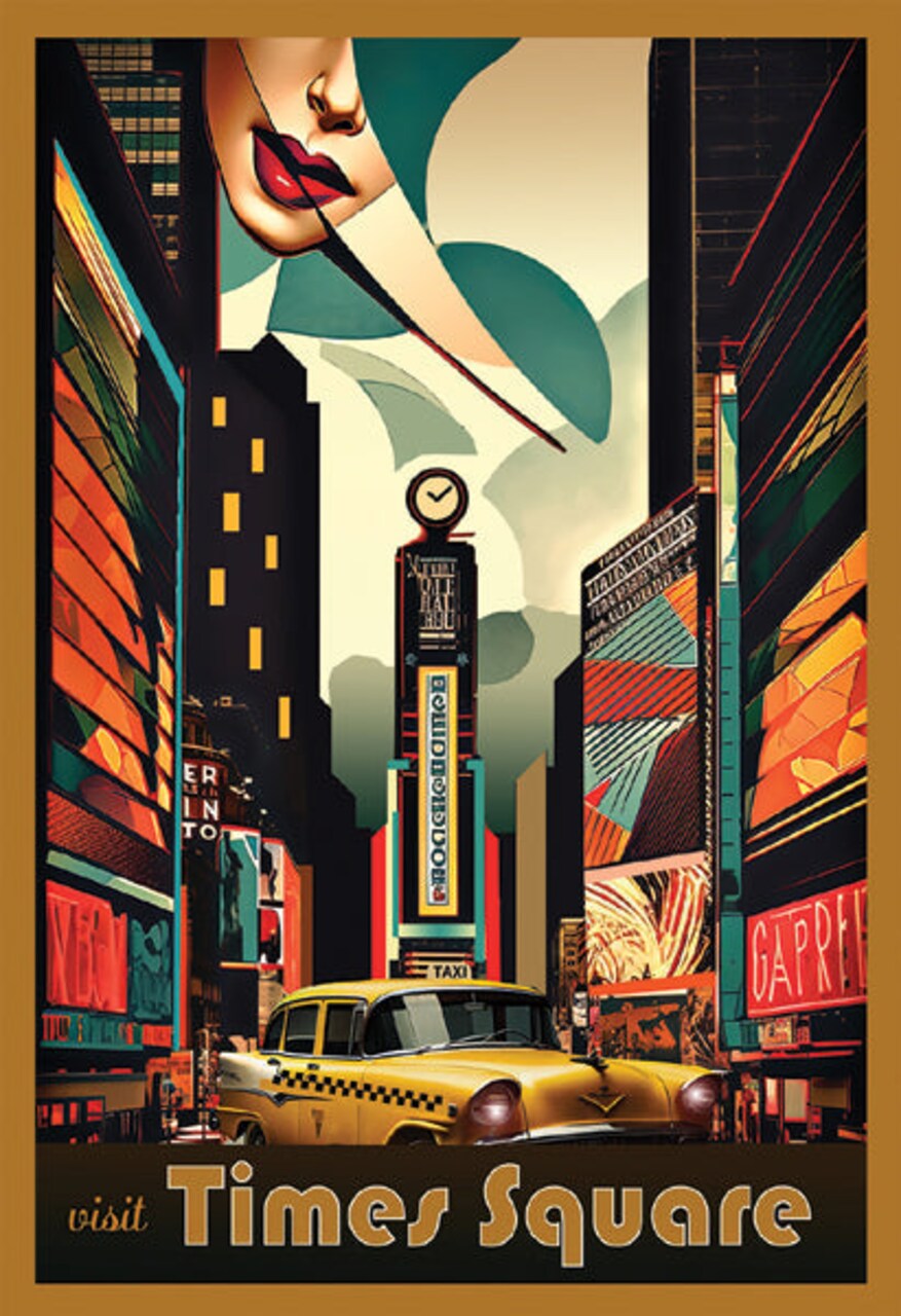 Times Square Iconic Sign Framed Art Visit Times Square - Iconic NYC by Anon, Size: Framed Art ...