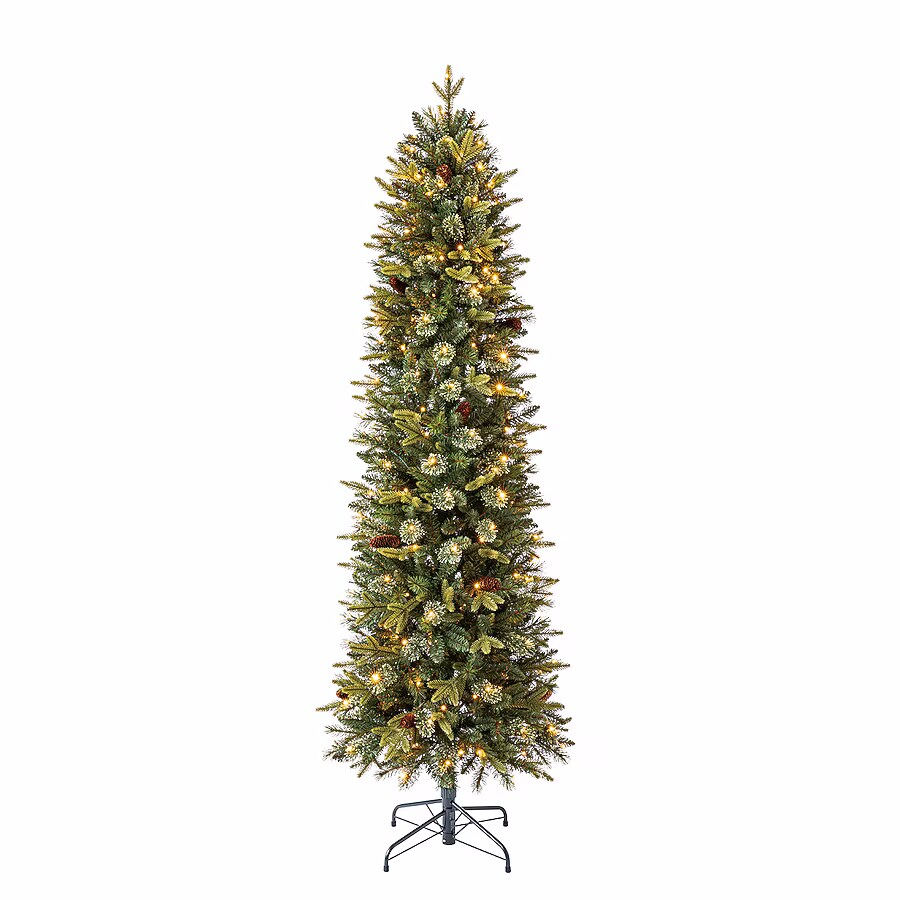 Hayden Pine Slim Christmas Tree with Twinkling Multicolor LED Lights - 7 Foot