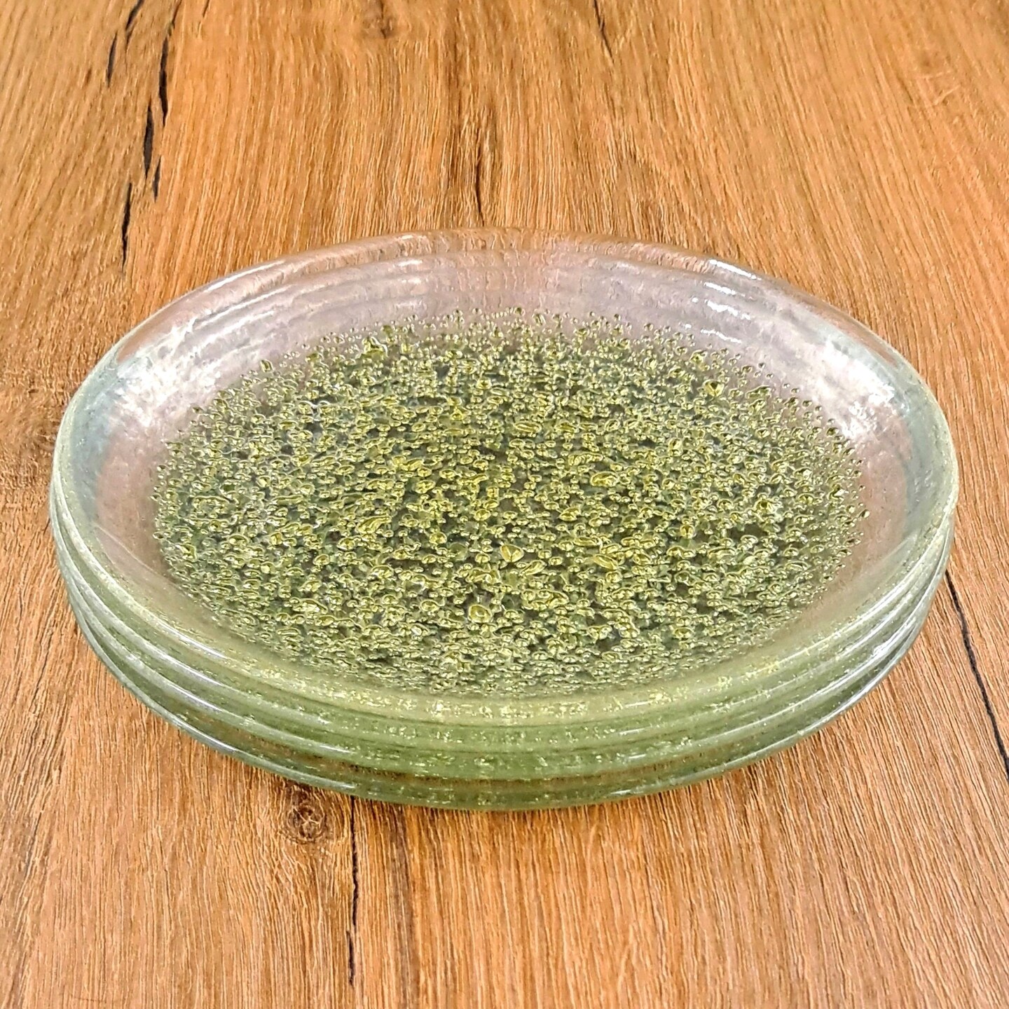 Handmade Metal Gilden Glass Plate Distressed Textured Tableware