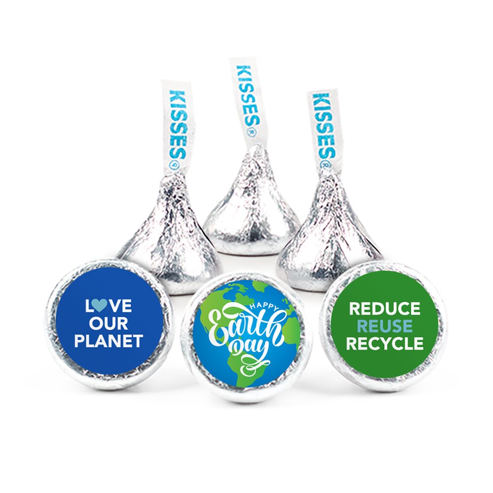 85 Pcs Earth Day Candy Hershey's Kisses Milk Chocolate Party Favors (13.6oz, Approx. 85 Pcs) - No Assembly Required - By Just Candy