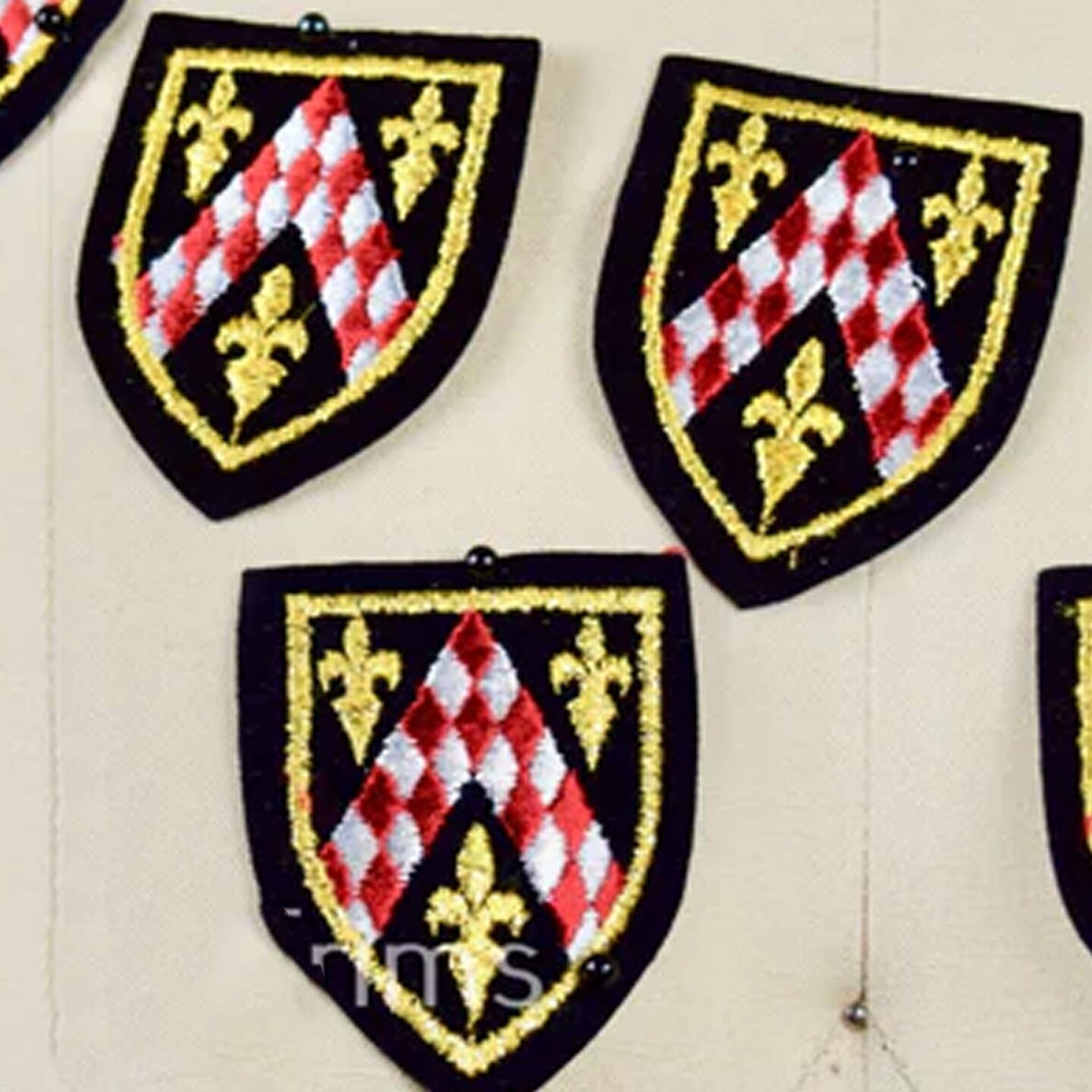 2&#x22; x 2.75&#x22; Black Gold Red White Edgy Velvet Embroidered Crest Patch