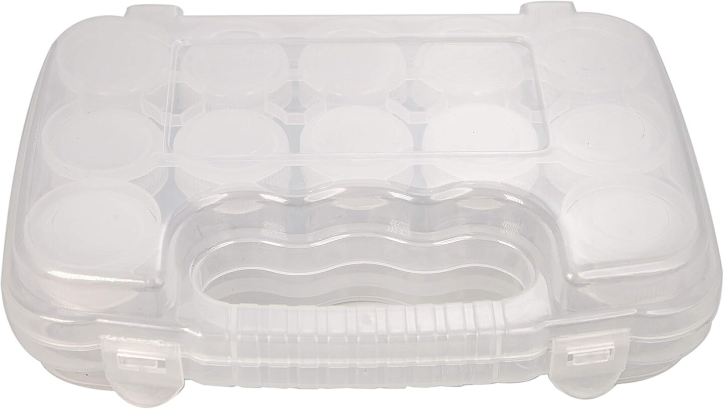 The Beadsmith Personality Case - Clear Storage Organizer Box, 8 x 8.5 x 1.75 inches - Includes 12 Small Containers with lids – 1.5 x 1.5 inches, Molded Case with Built-In Handle