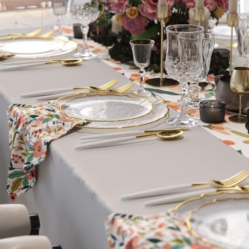 Trendables Plastic Plates for Party Fancy Plastic Dinner Plates For Guest 7.5 inch Dessert Plates &#x26; 10 Inch Thin Delicate Disposable Dinnerware Charger Plate Set