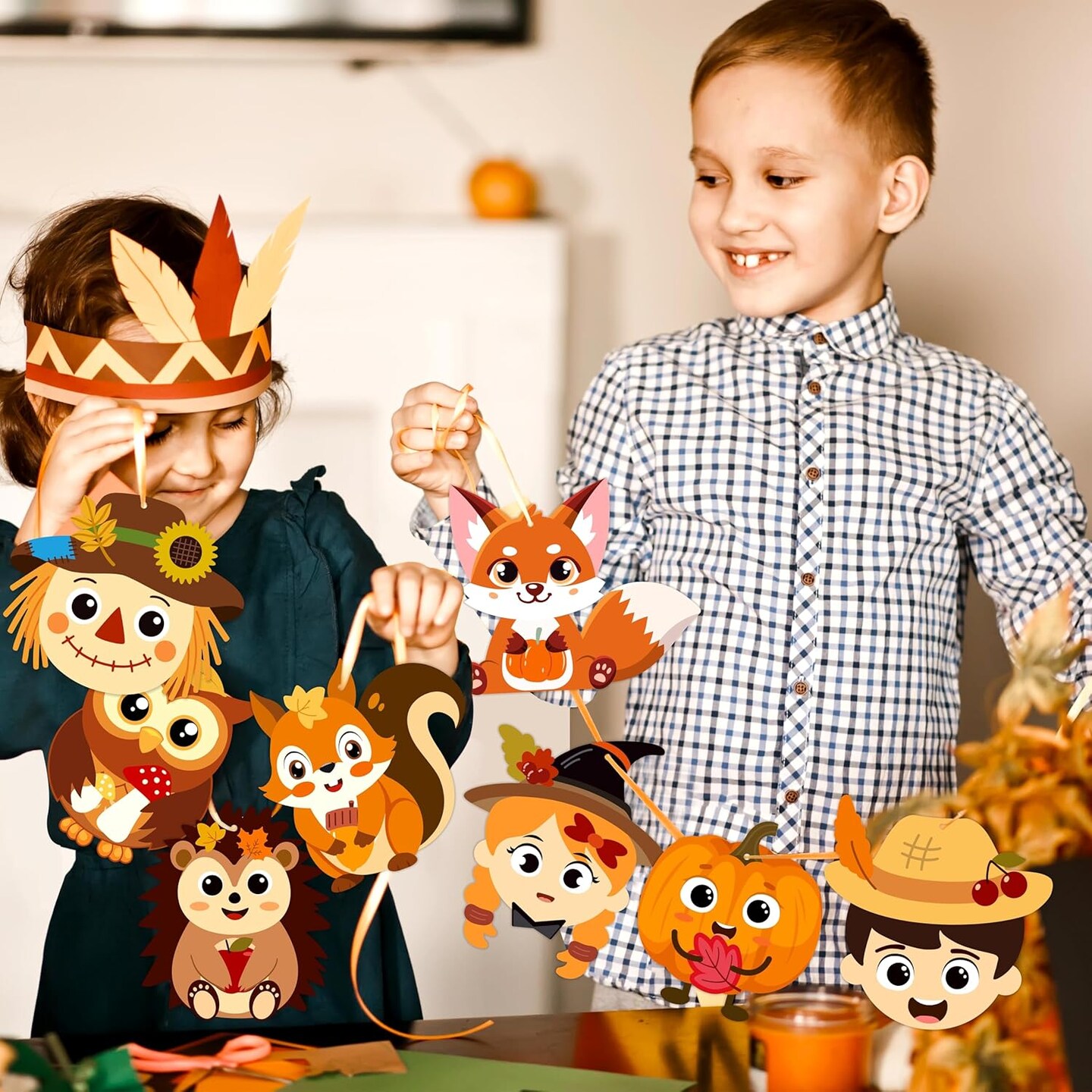 36Pcs Fall Animal Ornament Crafts Kits (Multicolor) 8.5 x 8 x 0.1 inches