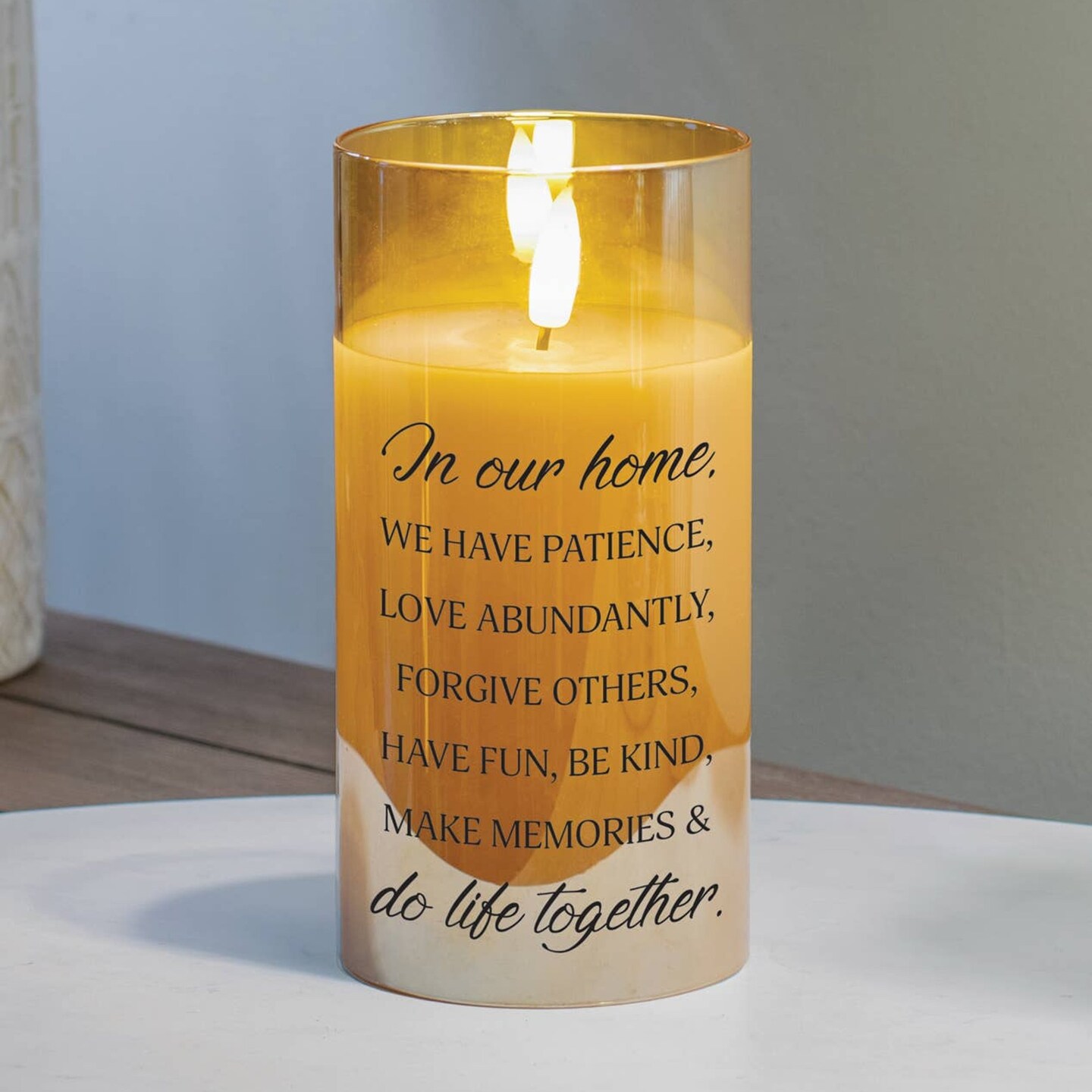 Edge Collection - 6" x 3" - Gold - Inspirational LED Candle with Flickering Flame - 1 Piece