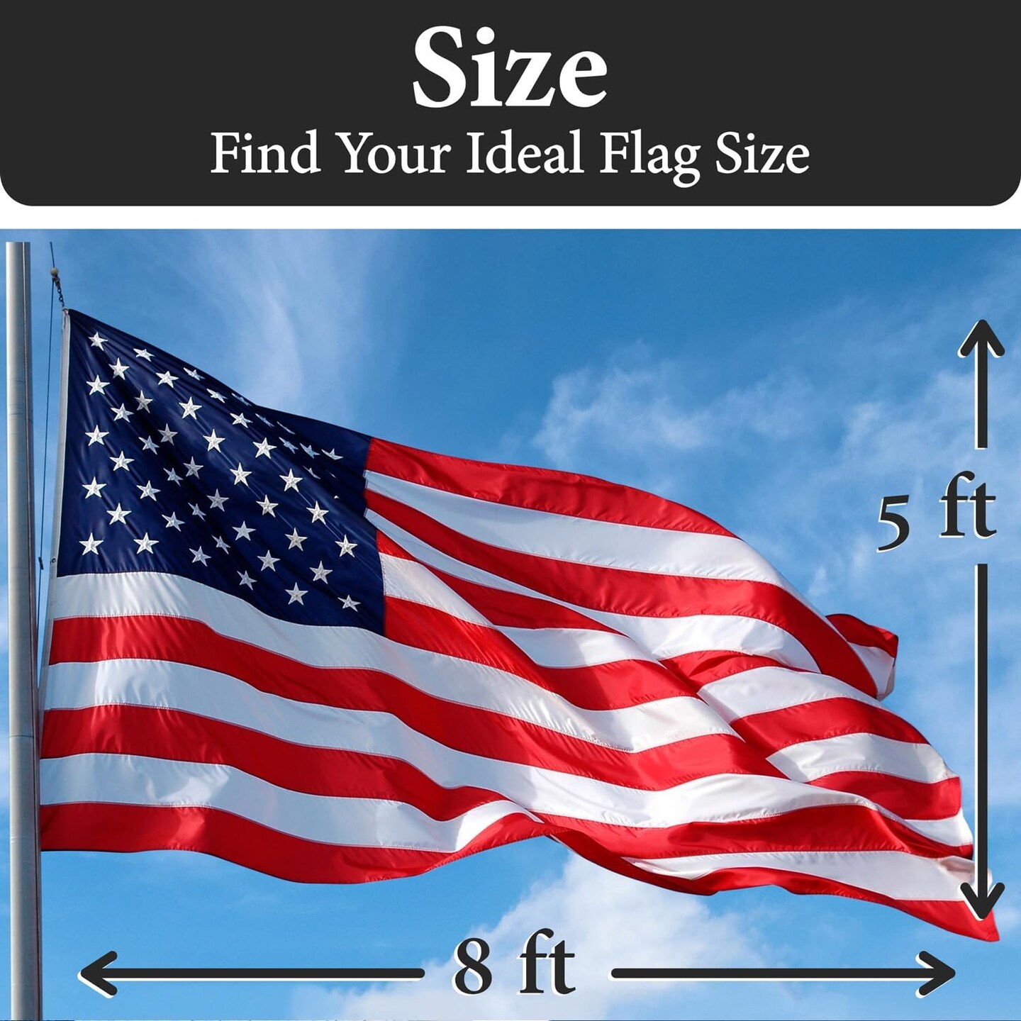 American Flags for Outside 5X8 | American Flag 5x8 -Heavy Duty Nylon Flags 5x8 Outdoor with Embroidered Stars and Sewn Stripes 5x8 US Flag for High Wind- All Weather Flags