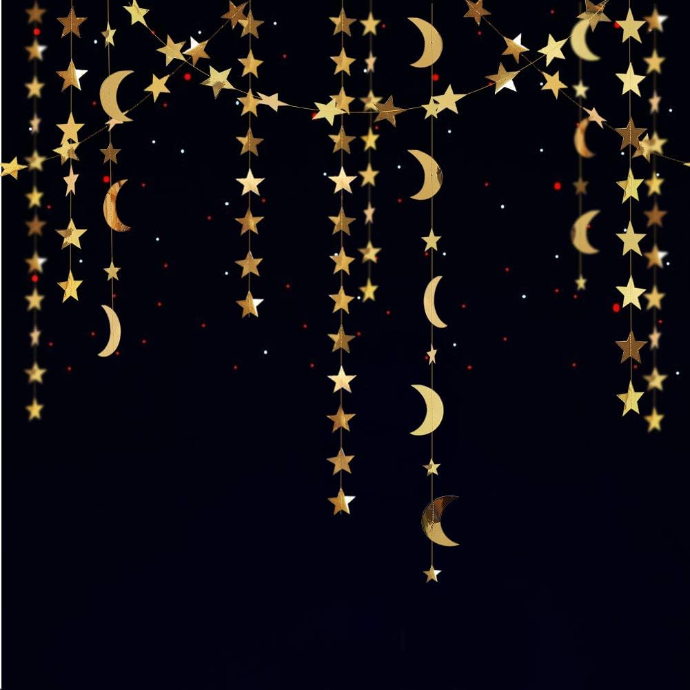 Gold Moon Star Garland Ramadan party decoration