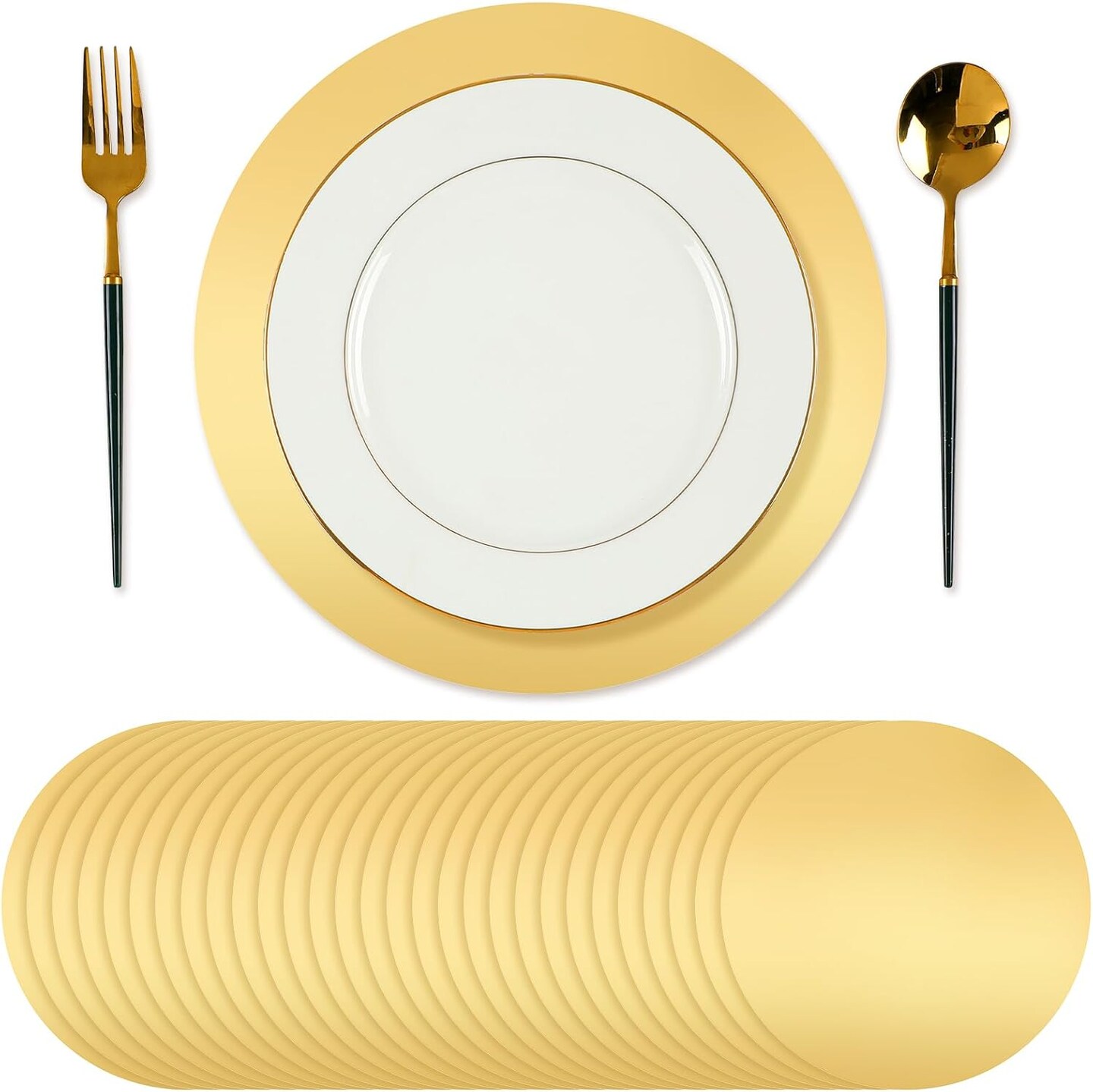 Round Paper Placemats Decorative Disposable Place Mats Table Mats for Dining Wedding Table Decoration Home Banquet New Years Festive Party Birthday Holiday (Gold, 100)