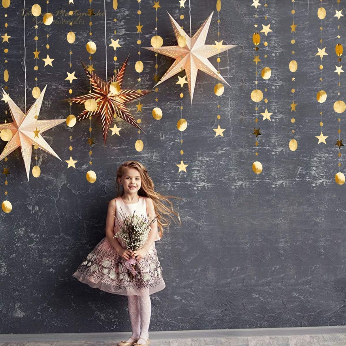 Gold Star Garlands Party Decorations Hanging