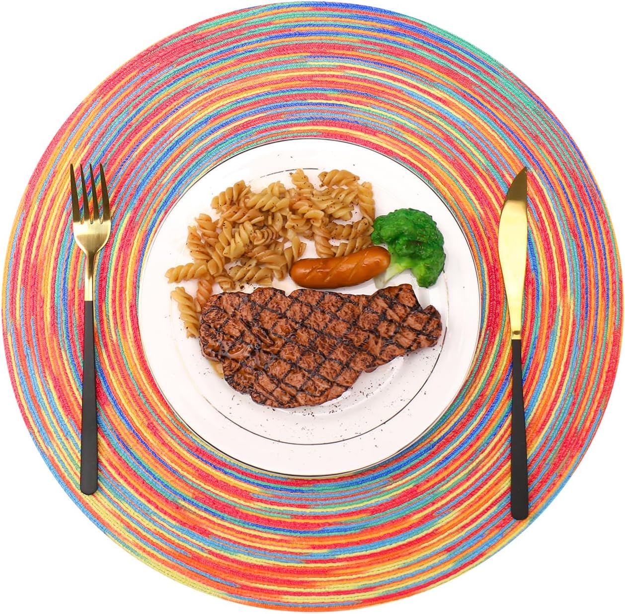 Round Placemats 15 inch Washable Cotton Placemats Set of 6 Round Braided Placemats Round Table Mats Woven Table Round Placemats