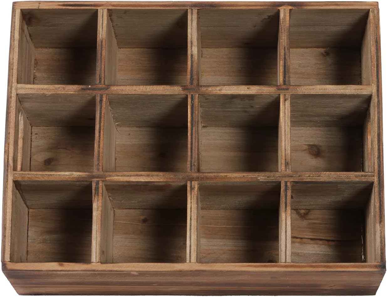 Farmhouse Wooden Storage Crate for Decoration 13 x 10 inches, Rustic Beer Holder Box, Wood Crate Box for Crafts, Beverage Serving Caddy with Carrying Handles