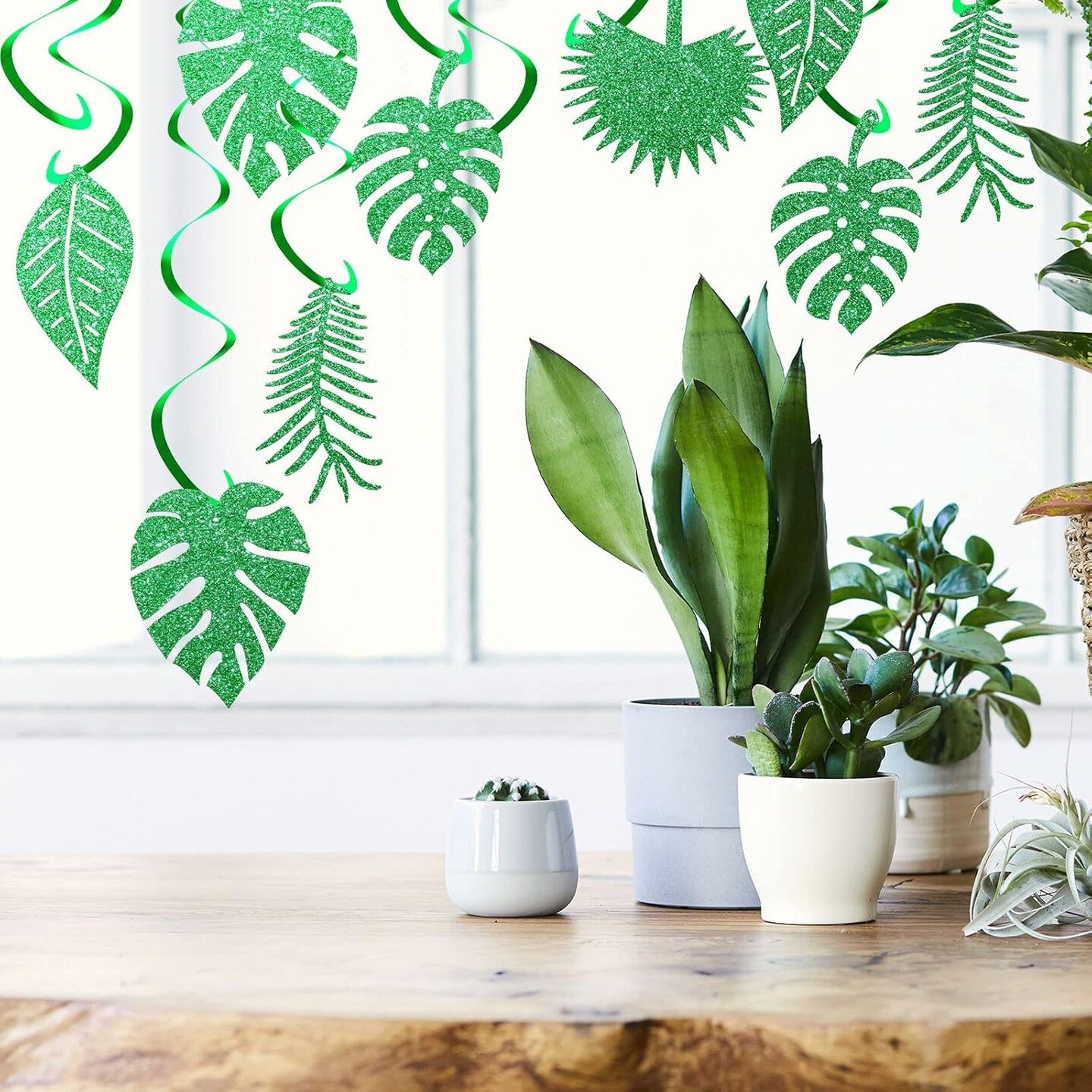 32 Pcs Hawaiian Luau Party Palm Leaves Swirl Party Decorations