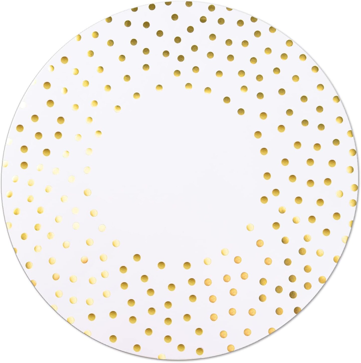 50 Pcs 14 Inch White and Gold Foil Paper Place Mats Golden Polka Dots Round Placemats Disposable Decorative Table Mats for Wedding Banquet Party Home Dining Table Decor