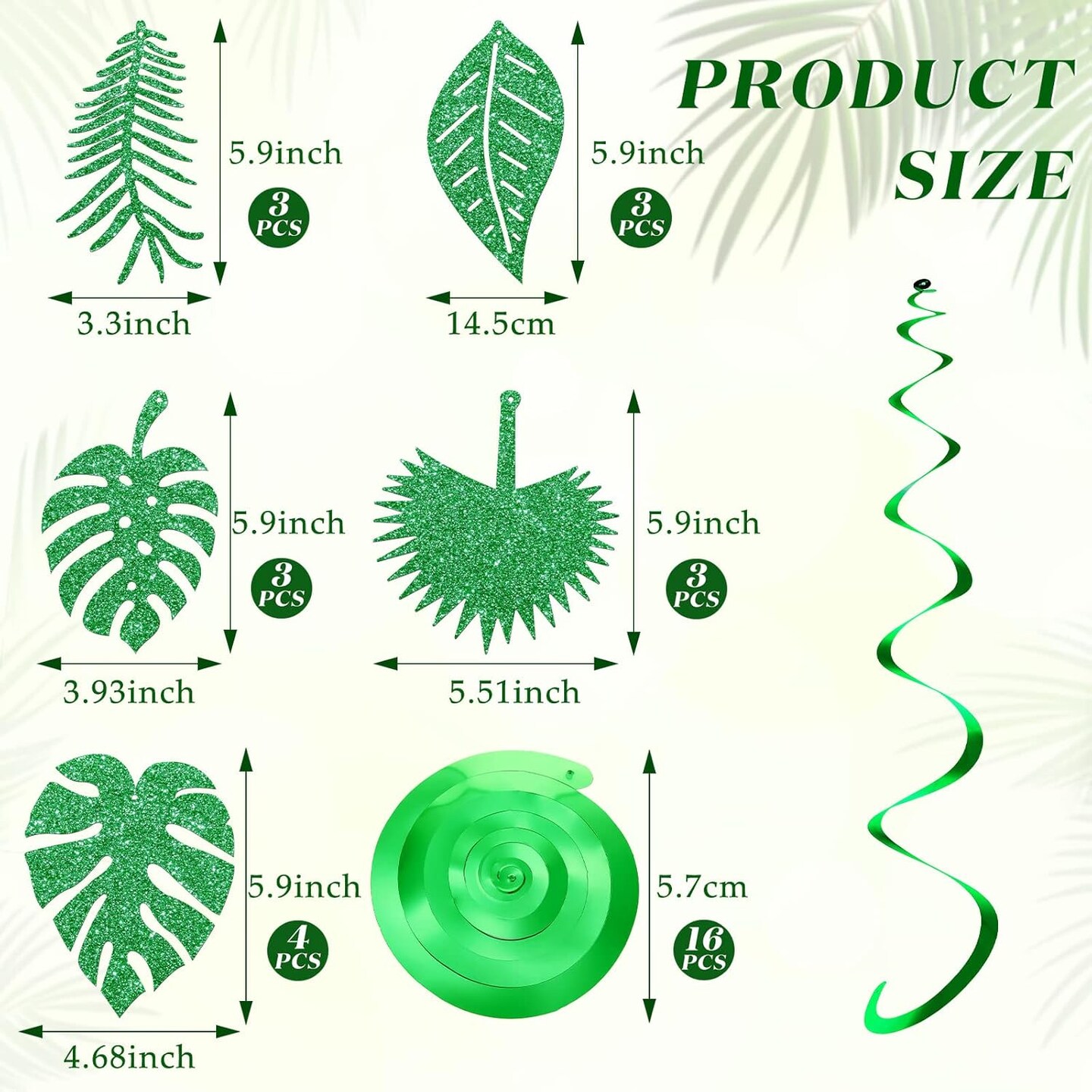 32 Pcs Hawaiian Luau Party Palm Leaves Swirl Party Decorations