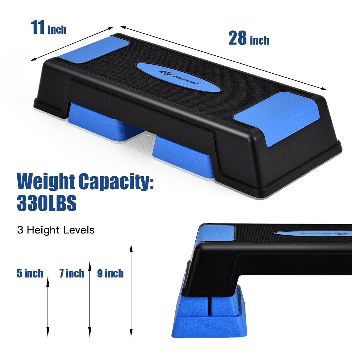 Multi-Purpose Aerobic Exercise Stepper Trainer with 3 Adjustable Height Suitable for Home or Office Workout