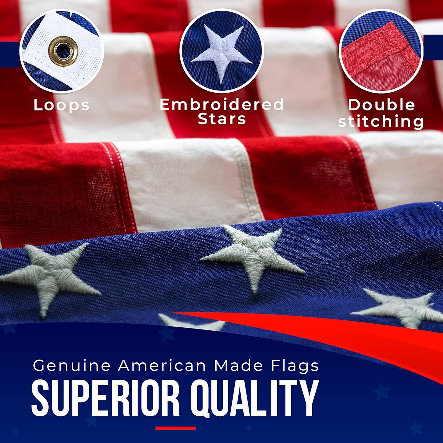 2.5x4 American Flags for Outside | Amercian Flag Made in USA Heavy Duty American Flags for Outside 2.5x4 with Embroidered Stars and Sewn Stripes American Flags for Outdoor High Wind- All Weather US