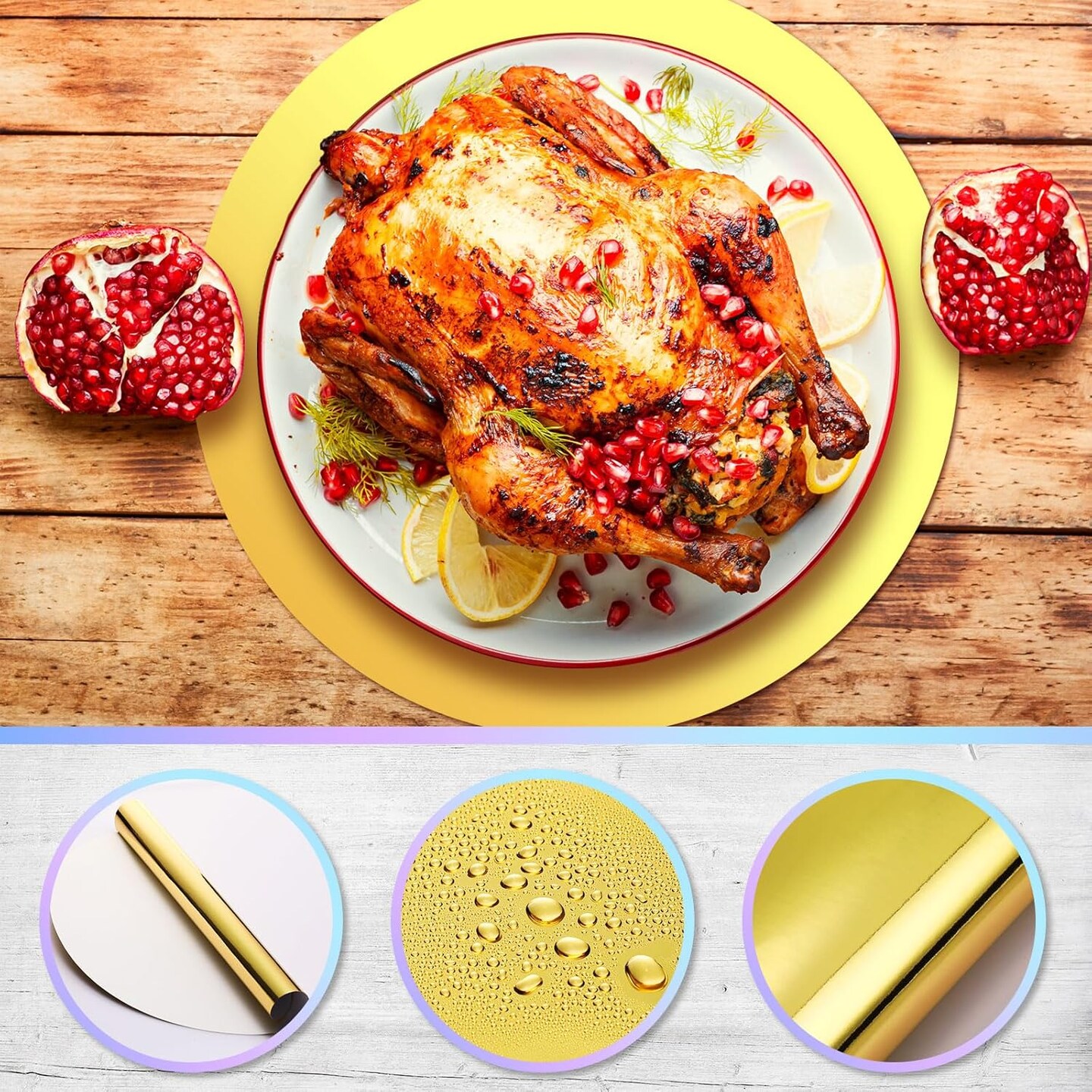 100 Pieces Round Paper Placemats Disposable Table Mats Mirror Foil Decorative Place Mats for Dining Wedding Table Decoration Banquet Birthday Festive Party(Gold)